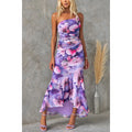 Flower Print One-Shoulder Dress