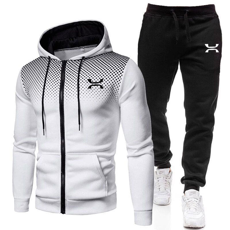 Men's Printed Zip-Up Hoodie & Pants Training Set | Athletic Tracksuit