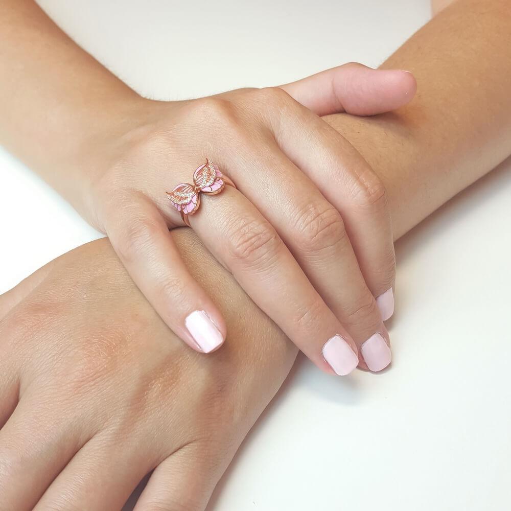 Butterfly Zircon Open Ring | Women's Delicate Adjustable Statement Ring