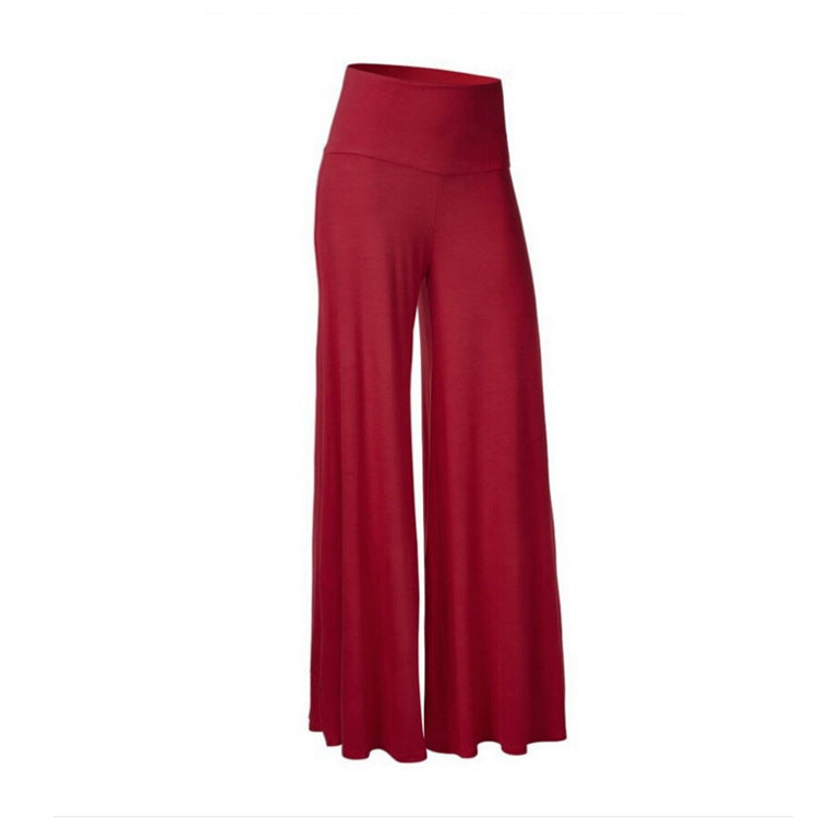 Solid Color Wide-Leg Yoga Pants