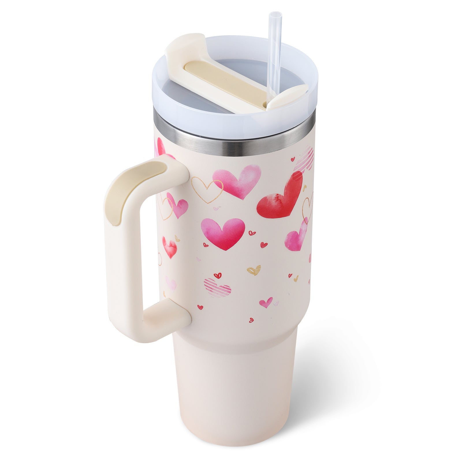 40 Oz Tumbler With Handle & Straw | Insulated Stainless Steel Travel Mug