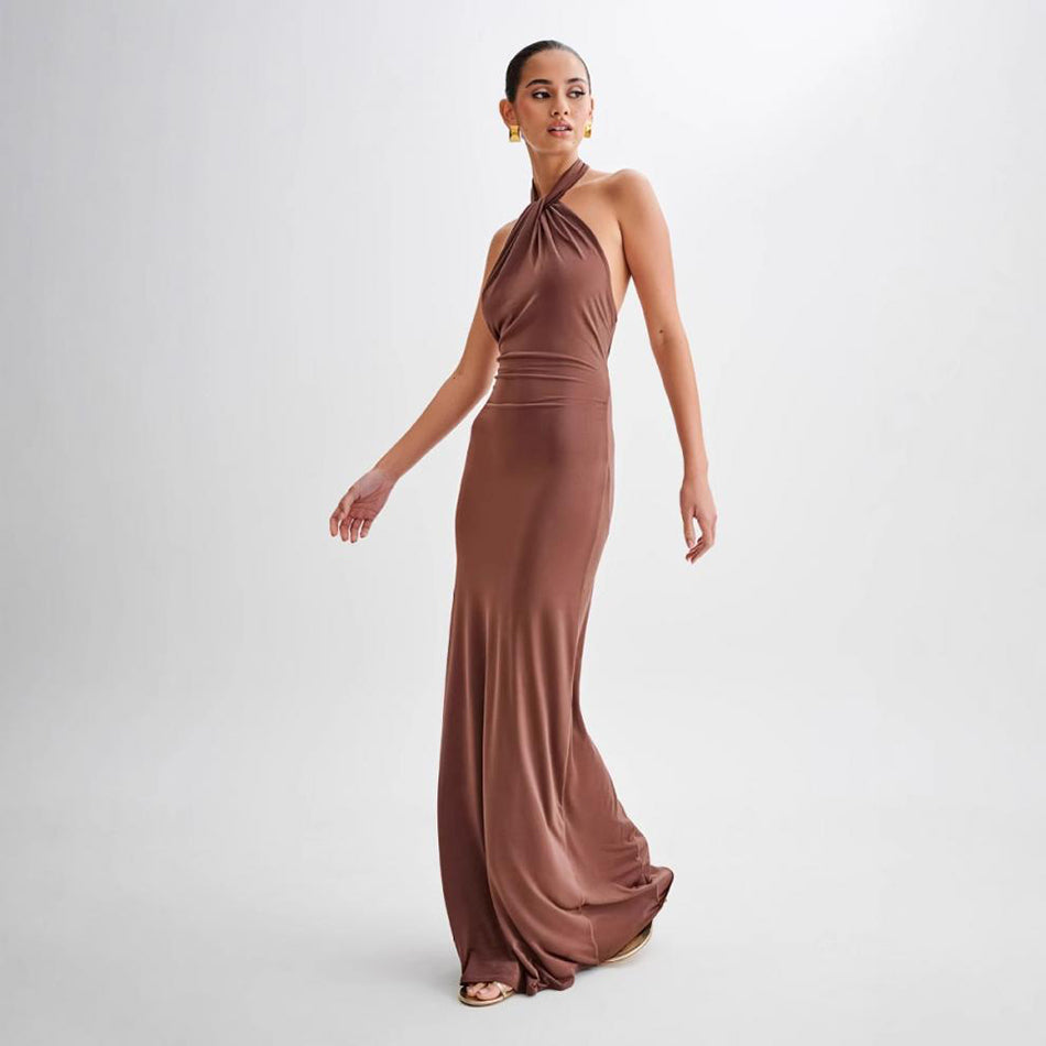 Elegant Lace?Up Long A?Line Maxi Dress