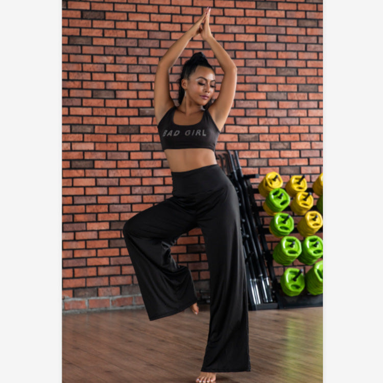 Solid Color Wide-Leg Yoga Pants