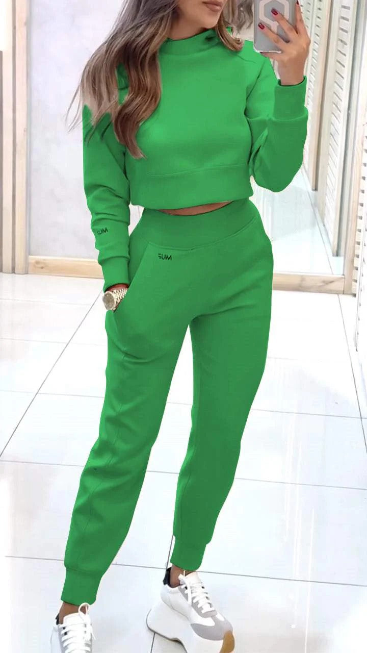 Stand Collar Sports Suit | Pullover Top & Slim Trousers