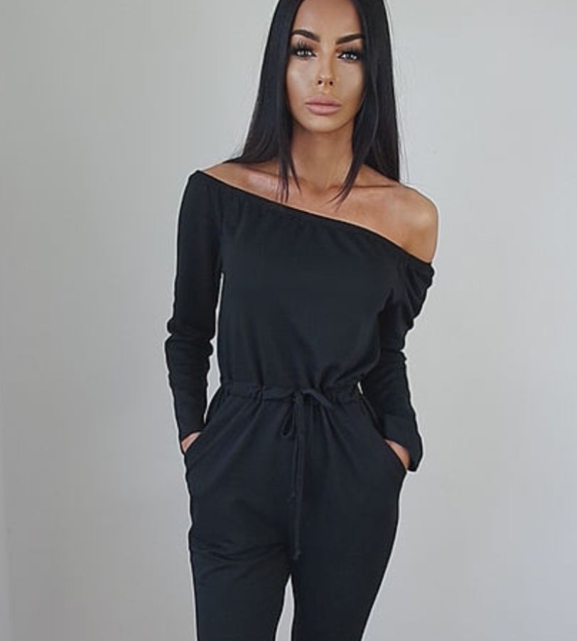 Off-the-Shoulder Distressed Jumpsuit | Women's Casual Cotton Blend Romper