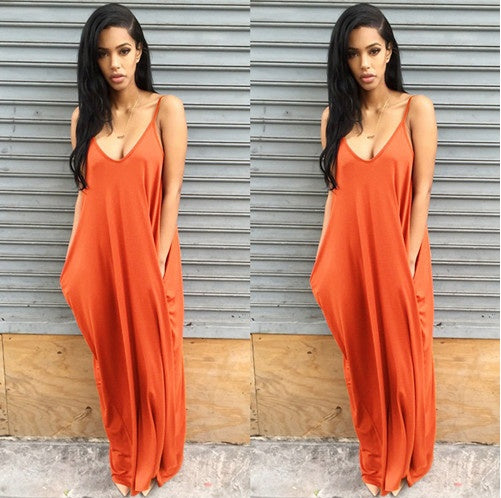 Flowy Summer Maxi Dress with Pockets