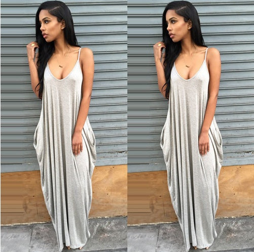 Flowy Summer Maxi Dress with Pockets