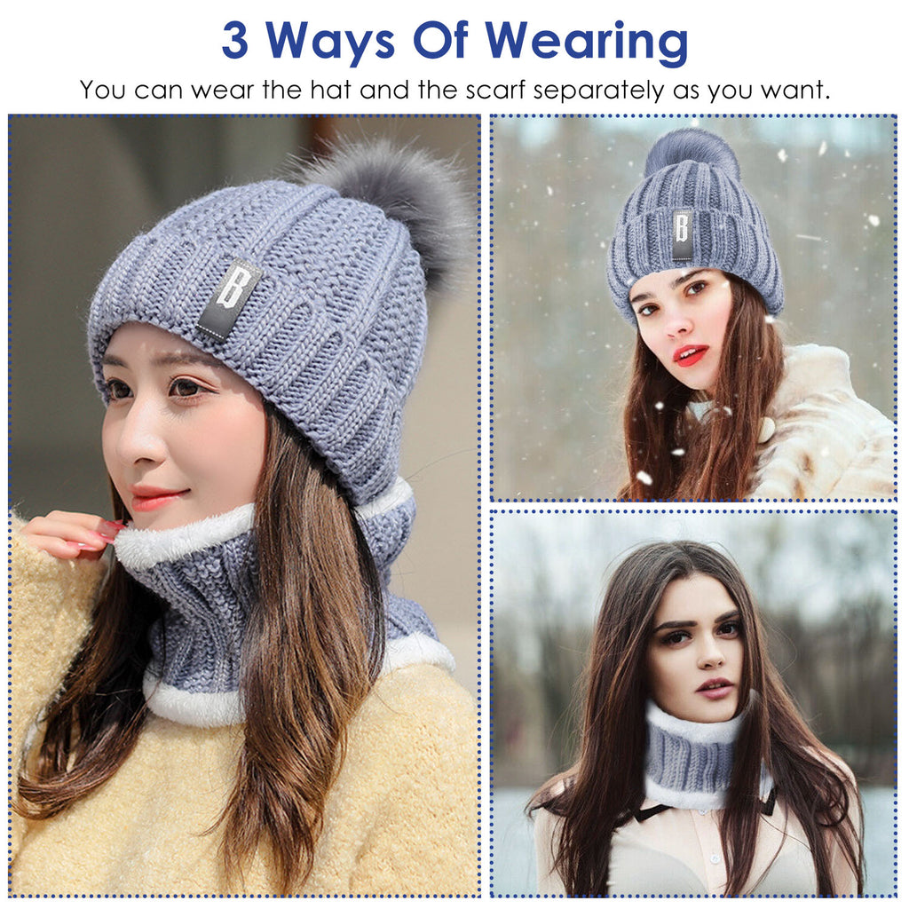 Winter Beanie & Scarf Set – Warm Knit Hat & Neck Warmer for Women