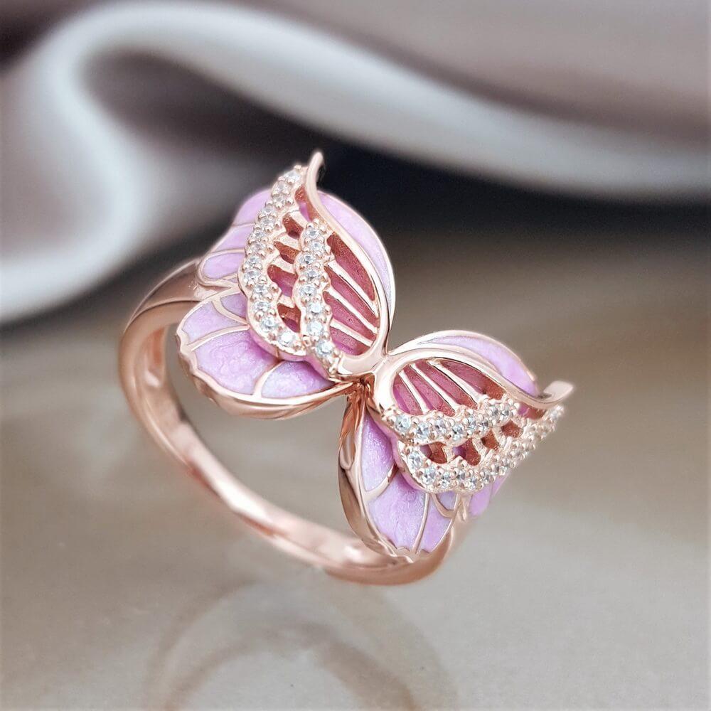 Butterfly Zircon Open Ring | Women's Delicate Adjustable Statement Ring