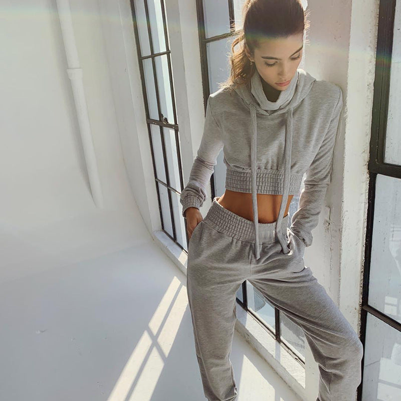 Long Sleeve Crop Top Two Piece Set
