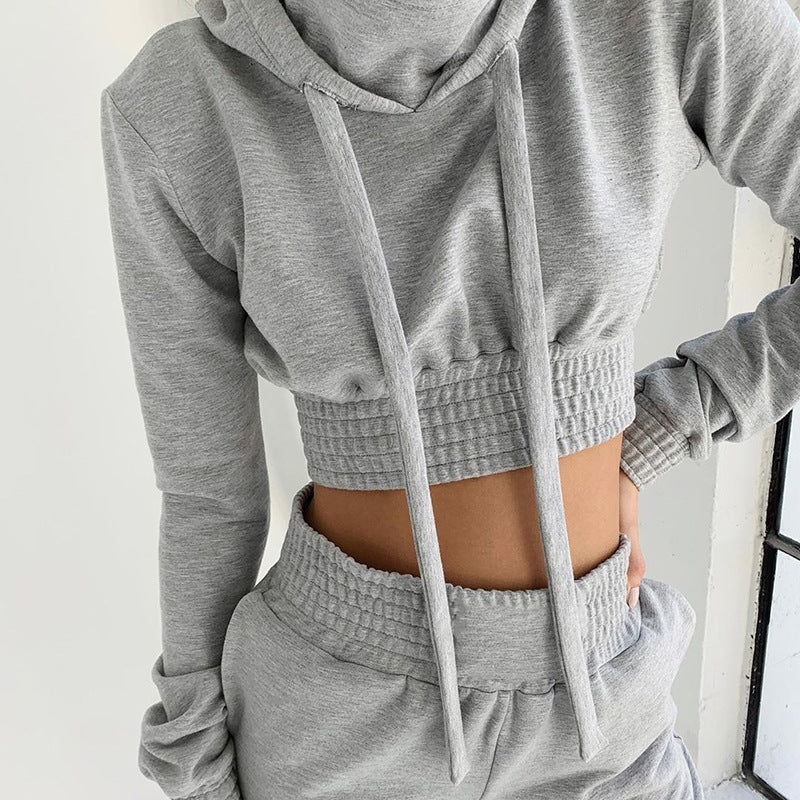 Long Sleeve Crop Top Two Piece Set