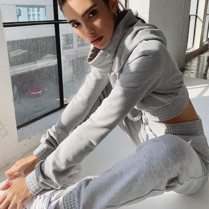 Long Sleeve Crop Top Two Piece Set