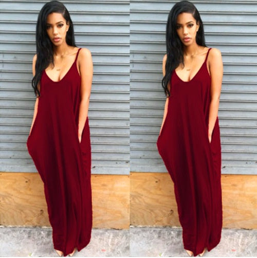 Flowy Summer Maxi Dress with Pockets