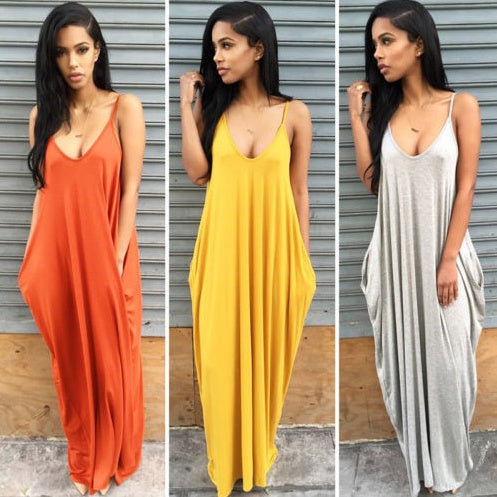 Flowy Summer Maxi Dress with Pockets