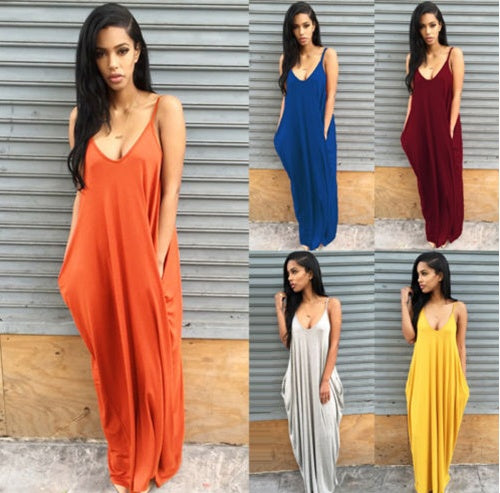 Flowy Summer Maxi Dress with Pockets