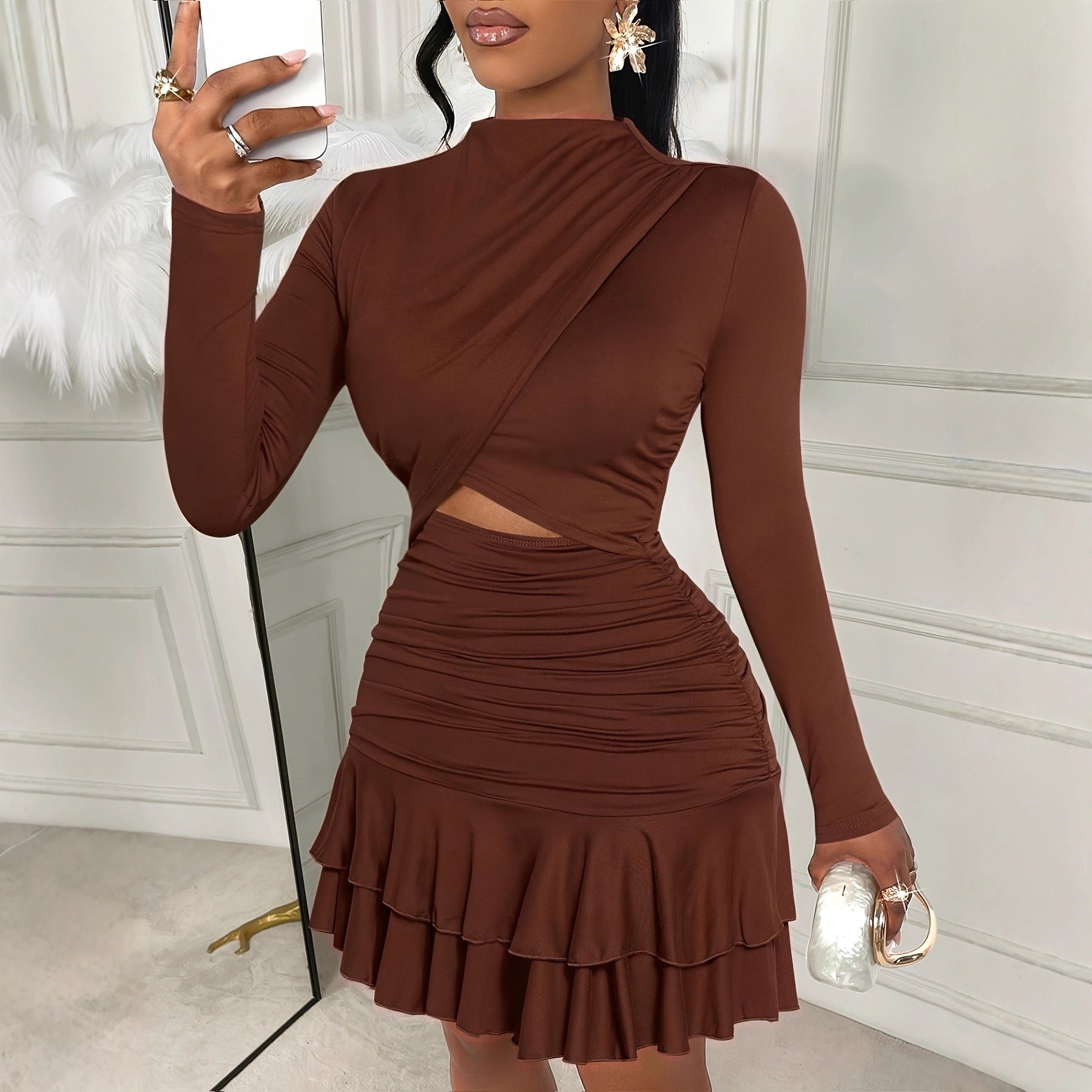 Autumn Tight-Fitting Long-Sleeve Dress | Bodycon Celebrity Style