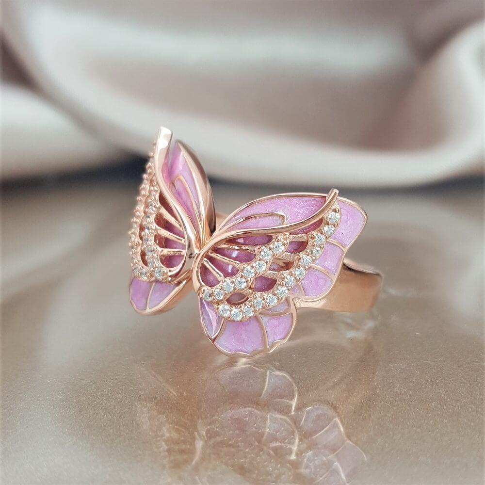 Butterfly Zircon Open Ring | Women's Delicate Adjustable Statement Ring