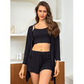Modal Cotton Ribbed Camisole Nightgown 3-Piece Loungewear Set | Sexy Pajamas