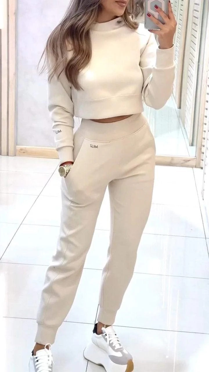 Stand Collar Sports Suit | Pullover Top & Slim Trousers