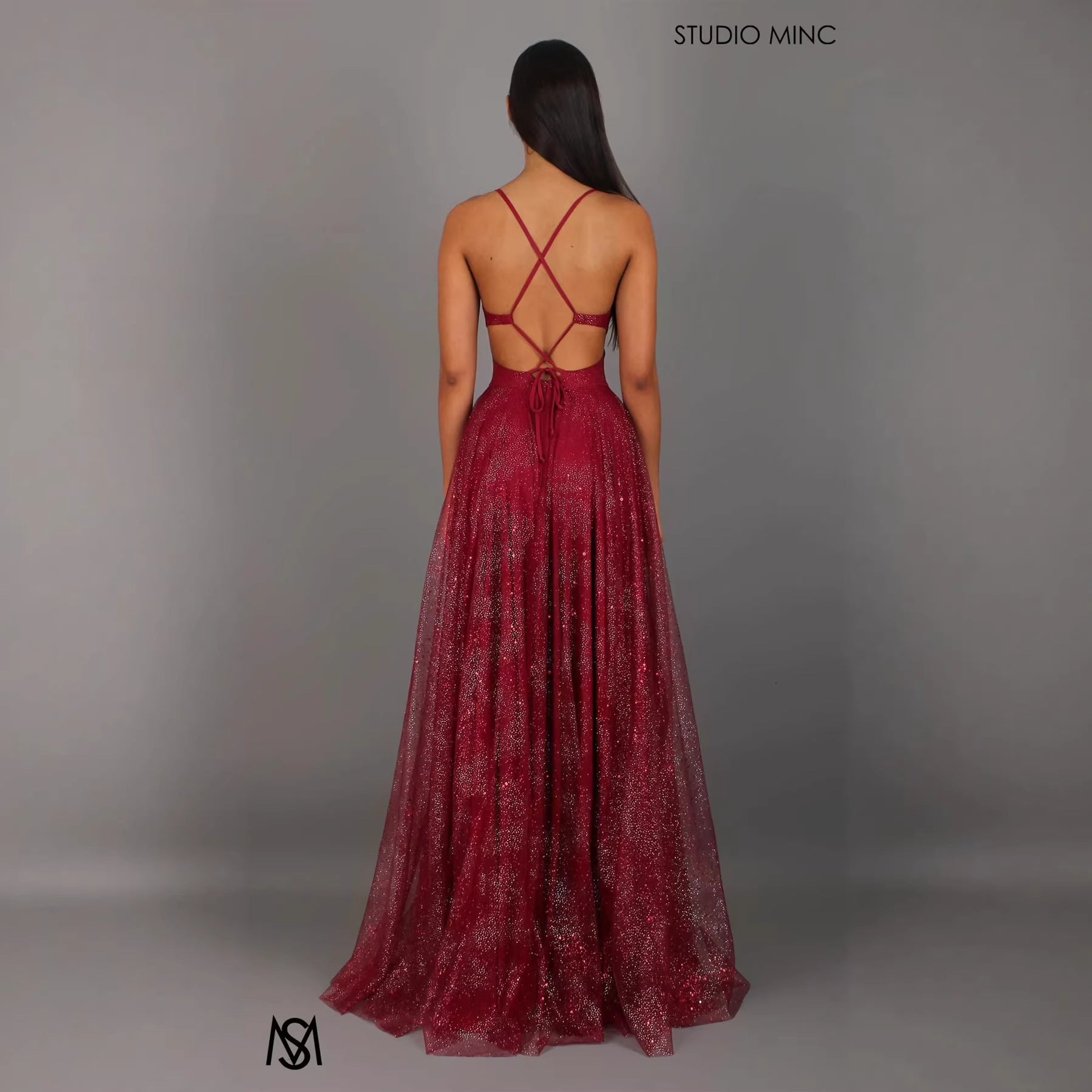 Elegant V?Neck Strapless A?Line Midi Dress