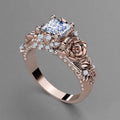 Zircon Petal Flower Ring | Women's Rose Gold Floral Statement Ring