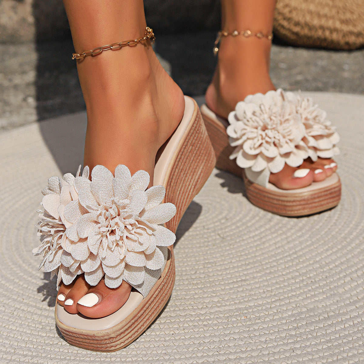 Flower Design Apparel & Accessories > Shoes > Sandals Female