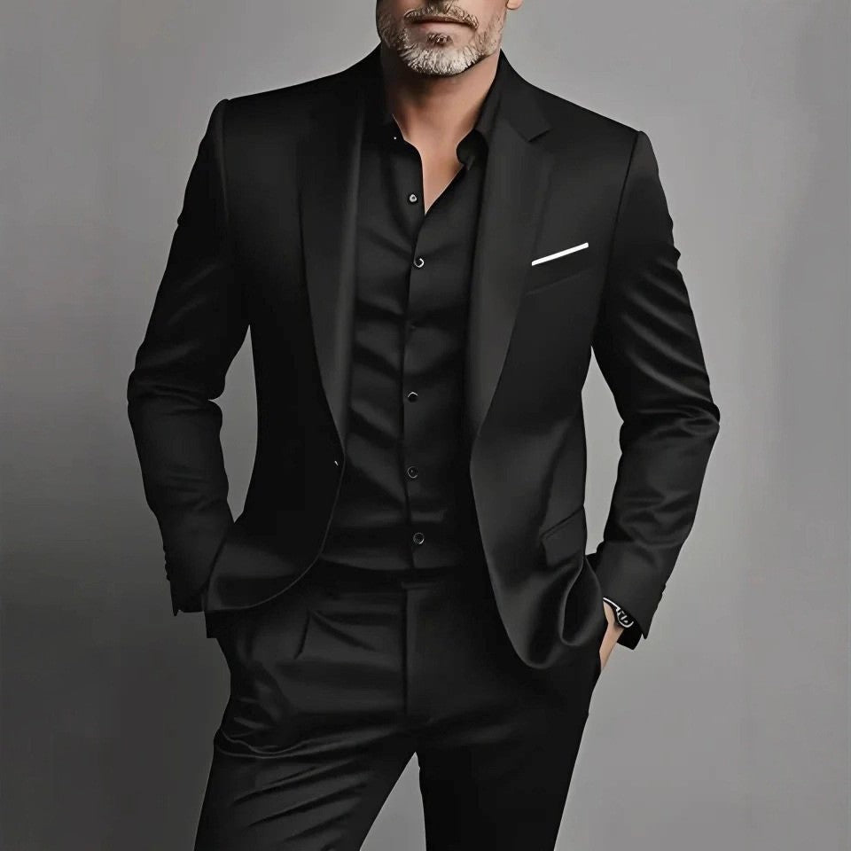Men's Business-Casual Two-Piece Suit Set | Slim Fit Blazer & Trousers