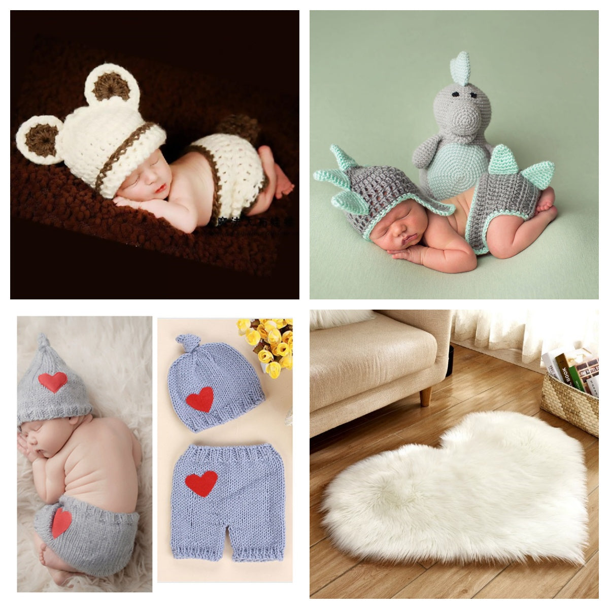 Heart?Shaped Plush Faux Fur Decorative Rug