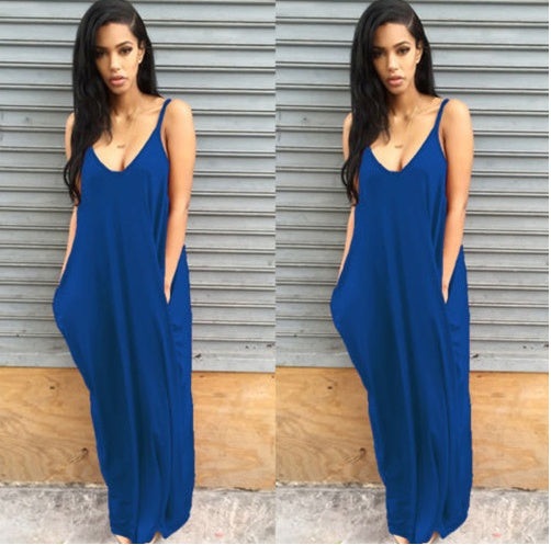 Flowy Summer Maxi Dress with Pockets