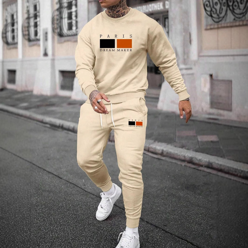 Men's Round Neck Sweater Casual Sports Suit | European Fit