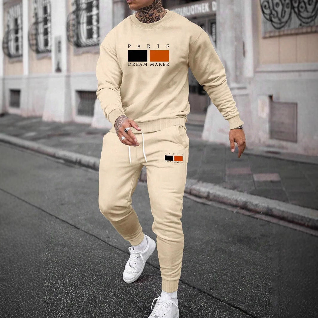 Men's Round Neck Sweater Casual Sports Suit | European Fit