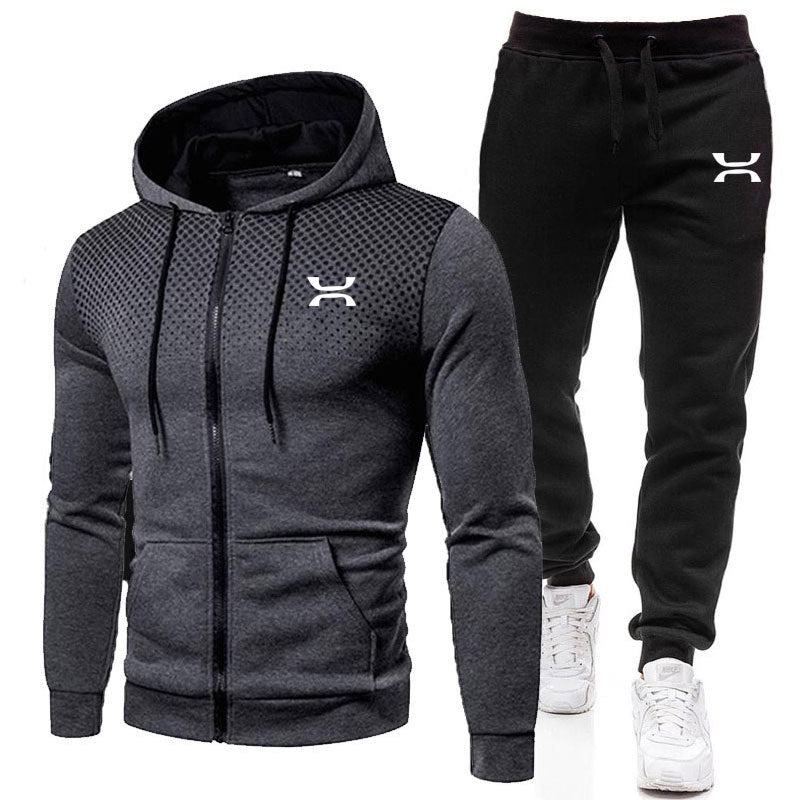 Men's Printed Zip-Up Hoodie & Pants Training Set | Athletic Tracksuit