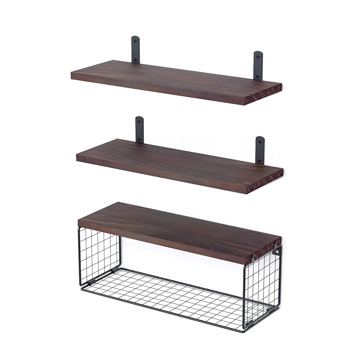 2-In-1 Floating Wall Shelf with Storage Basket
