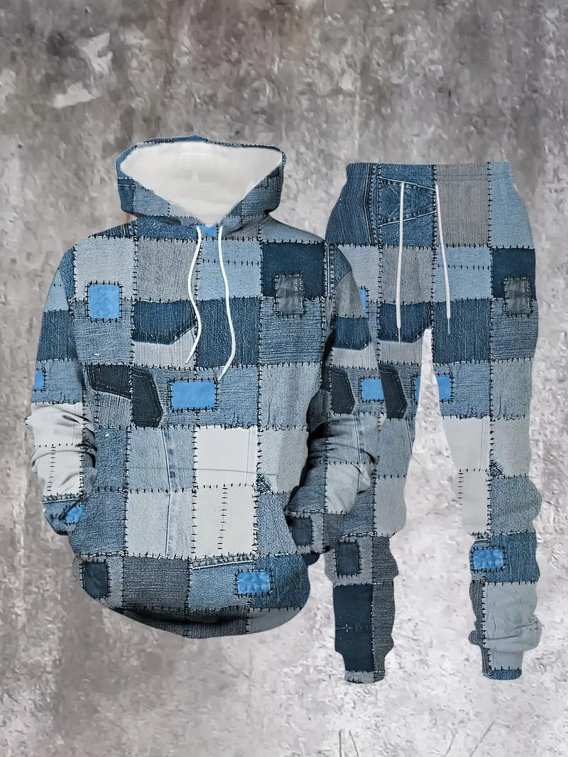 Men's Lettered Denim Hoodie | Bold 3D Print Streetwear