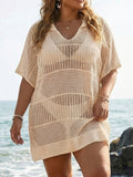 Women's Polo-Neck Beach Cover-Up Blouse — Plus Size