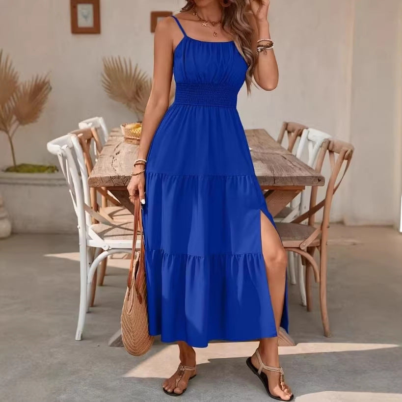 Strapless Layered Slim-Fit Dress — Waist-Cinching Solid Color