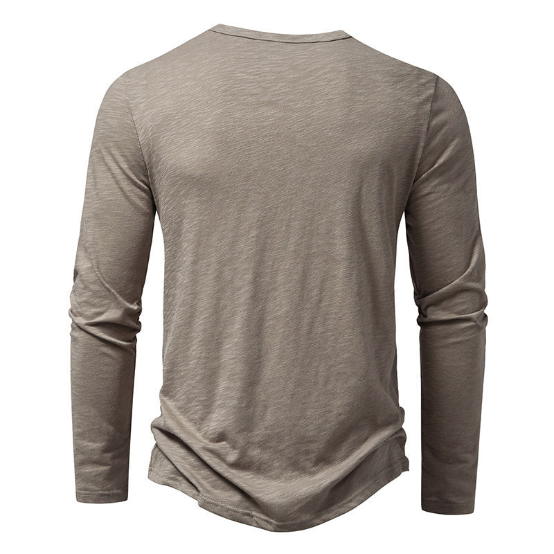 Men’s Long?Sleeve Casual Button Pullover Top