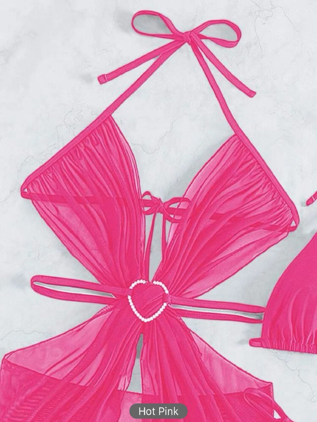 3Pcs Halter Neck Bikini Set | Solid Color Split Swimsuit