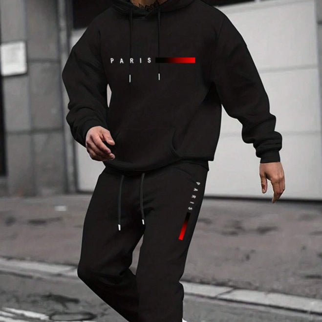 Men's Letter Print Hoodie & Jogger Pants Set | Relaxed Fit Sweatsuit
