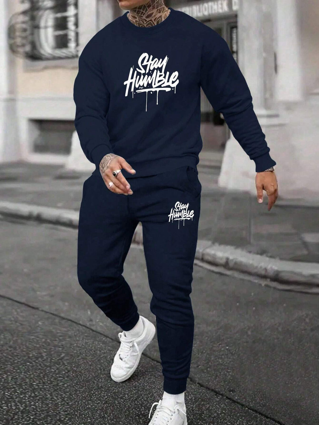 Men's Round Neck Sweater Casual Sports Suit | European Fit