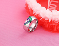 Titanium Steel Rainbow Couple Ring | Geometric Epoxy Band