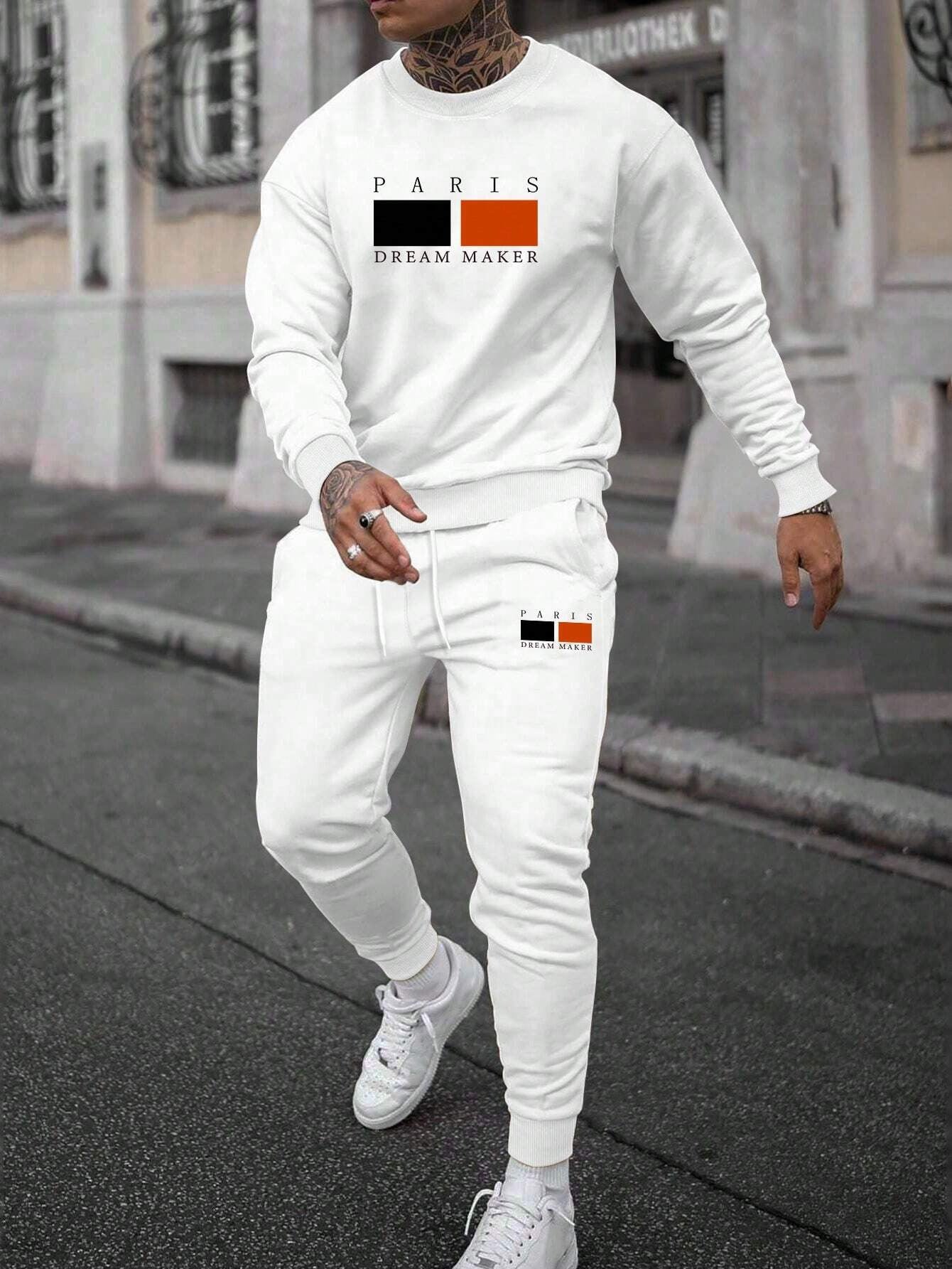 Men's Round Neck Sweater Casual Sports Suit | European Fit
