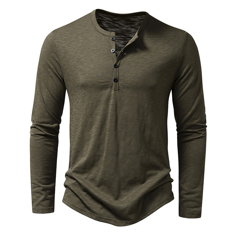 Men’s Long?Sleeve Casual Button Pullover Top