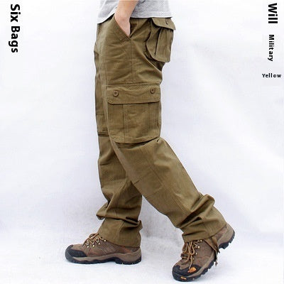 Men's Multi-Pocket Workwear Trousers | Straight-Leg Cargo Pants