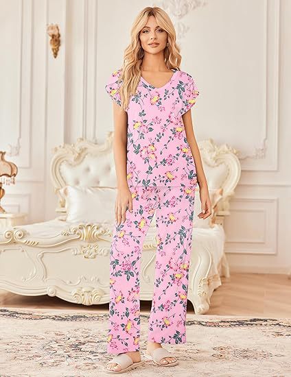 Women's Printed Short-Sleeve Loungewear Set | Breathable Home Wear