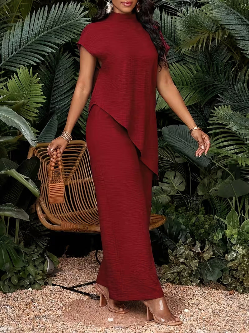 Women's Casual Loose Asymmetrical Top & Pants Set | Relaxed Everyday Two-Piece