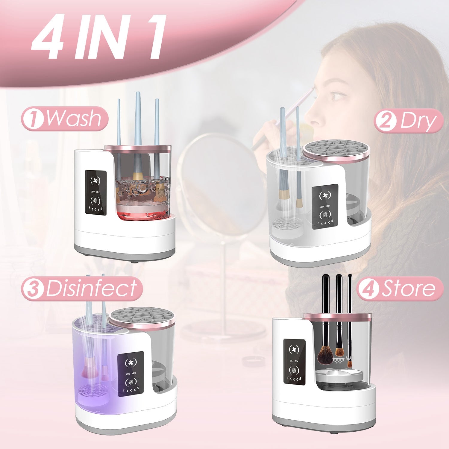 4-In-1 Electric Makeup Brush Cleaner & Dryer Machine