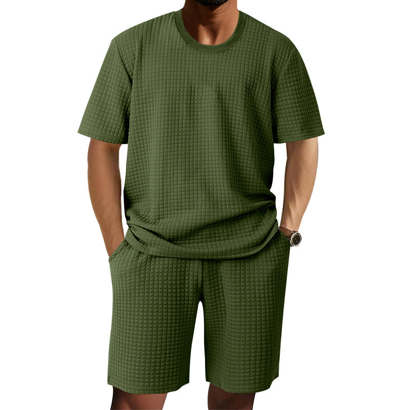 Men's Casual Retro Crew-Neck Short-Sleeve Set | Vintage Summer Outfit