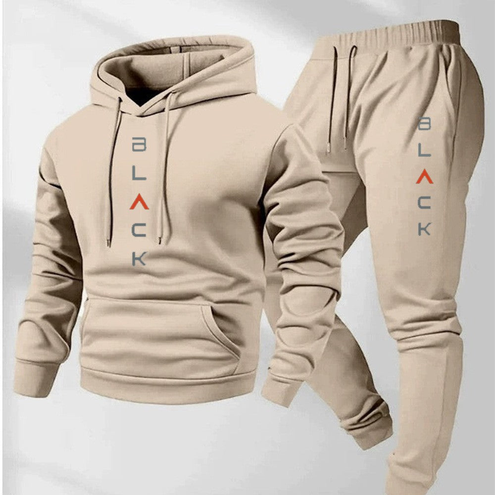 Men's Retro Letter-Print Long-Sleeve Top & Pants Set | Vintage Casual Outfit