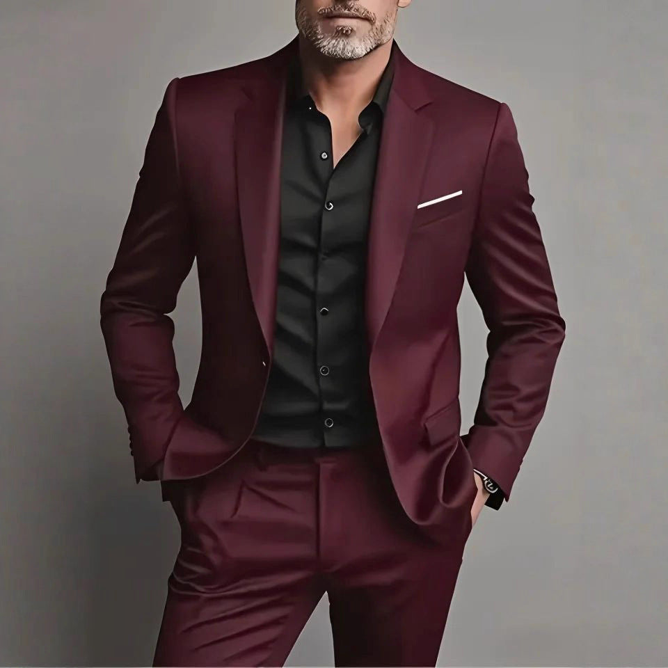 Men's Business-Casual Two-Piece Suit Set | Slim Fit Blazer & Trousers